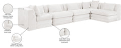 Newport Cream 152" Chenille Fabric Upholstered 5-Piece L Shaped Modular Sectional - Ornate Home