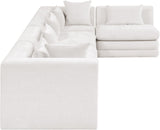 Newport Cream 152" Chenille Fabric Upholstered 5-Piece L Shaped Modular Sectional - Ornate Home