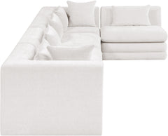 Newport Cream 152" Chenille Fabric Upholstered 5-Piece L Shaped Modular Sectional - Ornate Home