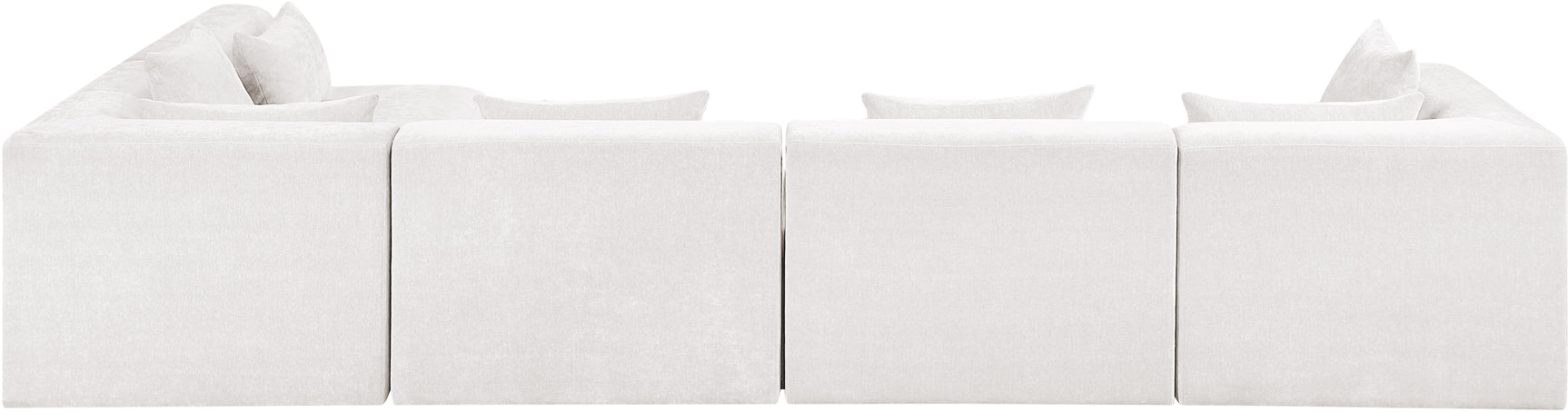 Newport Cream 152" Chenille Fabric Upholstered 5-Piece L Shaped Modular Sectional - Ornate Home