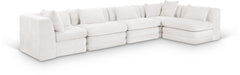 Newport Cream 152" Chenille Fabric Upholstered 5-Piece L Shaped Modular Sectional - Ornate Home
