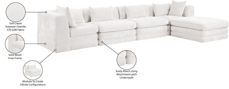 Newport Cream 152" Chenille Fabric Upholstered 5-Piece Modular Sectional - Ornate Home
