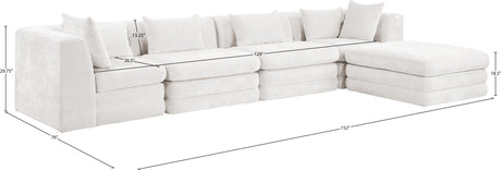 Newport Cream 152" Chenille Fabric Upholstered 5-Piece Modular Sectional - Ornate Home