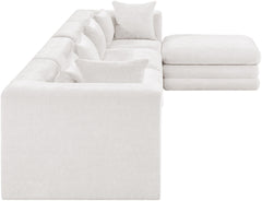 Newport Cream 152" Chenille Fabric Upholstered 5-Piece Modular Sectional - Ornate Home