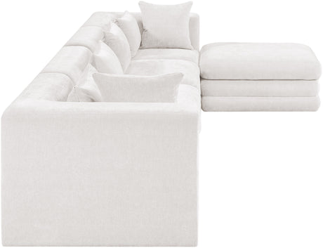 Newport Cream 152" Chenille Fabric Upholstered 5-Piece Modular Sectional - Ornate Home