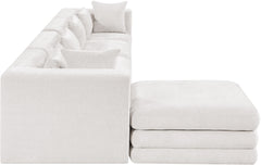 Newport Cream 152" Chenille Fabric Upholstered 5-Piece Modular Sectional - Ornate Home