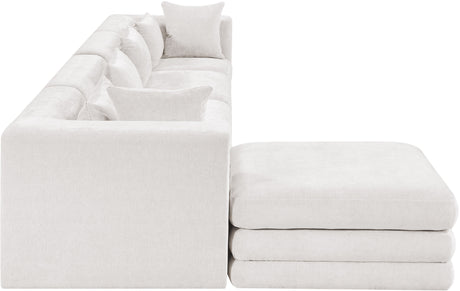 Newport Cream 152" Chenille Fabric Upholstered 5-Piece Modular Sectional - Ornate Home