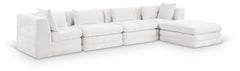 Newport Cream 152" Chenille Fabric Upholstered 5-Piece Modular Sectional - Ornate Home