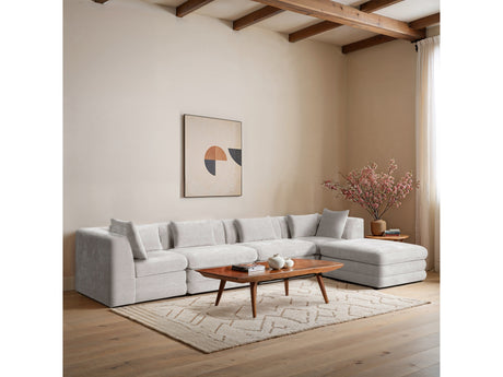 Newport Cream 152" Chenille Fabric Upholstered 5-Piece Modular Sectional - Ornate Home