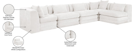 Newport Cream 152" Chenille Fabric Upholstered 5-Piece Modular Sectional - Ornate Home