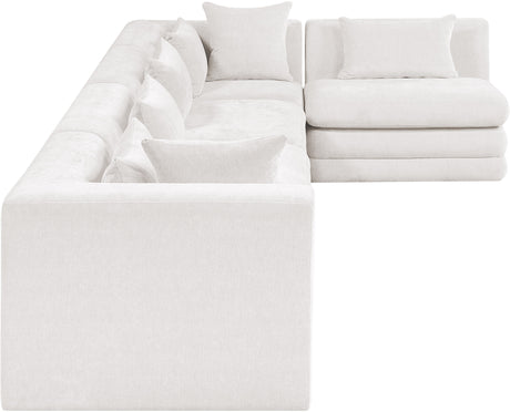 Newport Cream 152" Chenille Fabric Upholstered 5-Piece Modular Sectional - Ornate Home