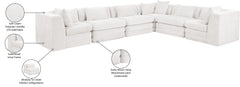 Newport Cream 152" Chenille Fabric Upholstered 6-Piece L Shaped Modular Sectional - Ornate Home