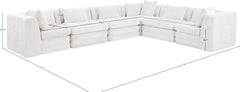 Newport Cream 152" Chenille Fabric Upholstered 6-Piece L Shaped Modular Sectional - Ornate Home