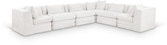 Newport Cream 152" Chenille Fabric Upholstered 6-Piece L Shaped Modular Sectional - Ornate Home