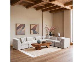Newport Cream 152" Chenille Fabric Upholstered 6-Piece L Shaped Modular Sectional - Ornate Home