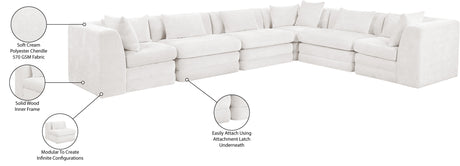 Newport Cream 152" Chenille Fabric Upholstered 6-Piece Modular Sectional - Ornate Home
