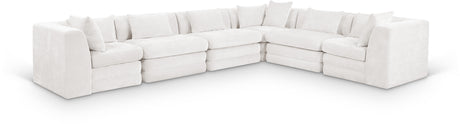 Newport Cream 152" Chenille Fabric Upholstered 6-Piece Modular Sectional - Ornate Home