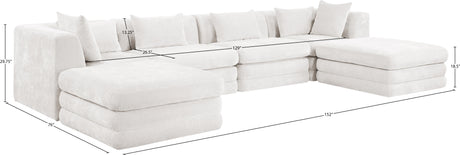 Newport Cream 152" Chenille Fabric Upholstered 6-Piece Modular Sectional - Ornate Home