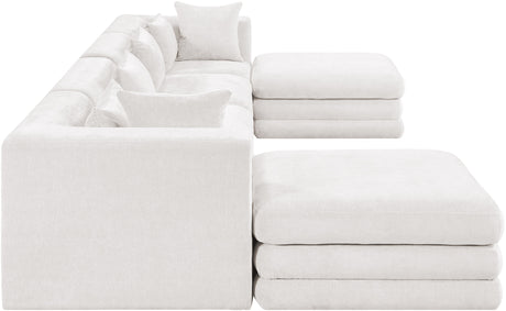 Newport Cream 152" Chenille Fabric Upholstered 6-Piece Modular Sectional - Ornate Home