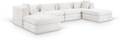 Newport Cream 152" Chenille Fabric Upholstered 6-Piece Modular Sectional - Ornate Home