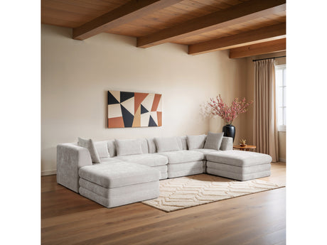 Newport Cream 152" Chenille Fabric Upholstered 6-Piece Modular Sectional - Ornate Home