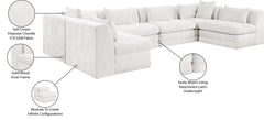 Newport Cream 152" Chenille Fabric Upholstered 6-Piece U Shaped Modular Sectional - Ornate Home