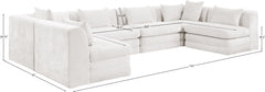 Newport Cream 152" Chenille Fabric Upholstered 6-Piece U Shaped Modular Sectional - Ornate Home