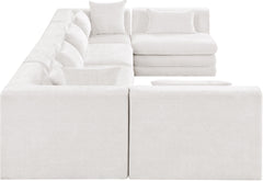 Newport Cream 152" Chenille Fabric Upholstered 6-Piece U Shaped Modular Sectional - Ornate Home