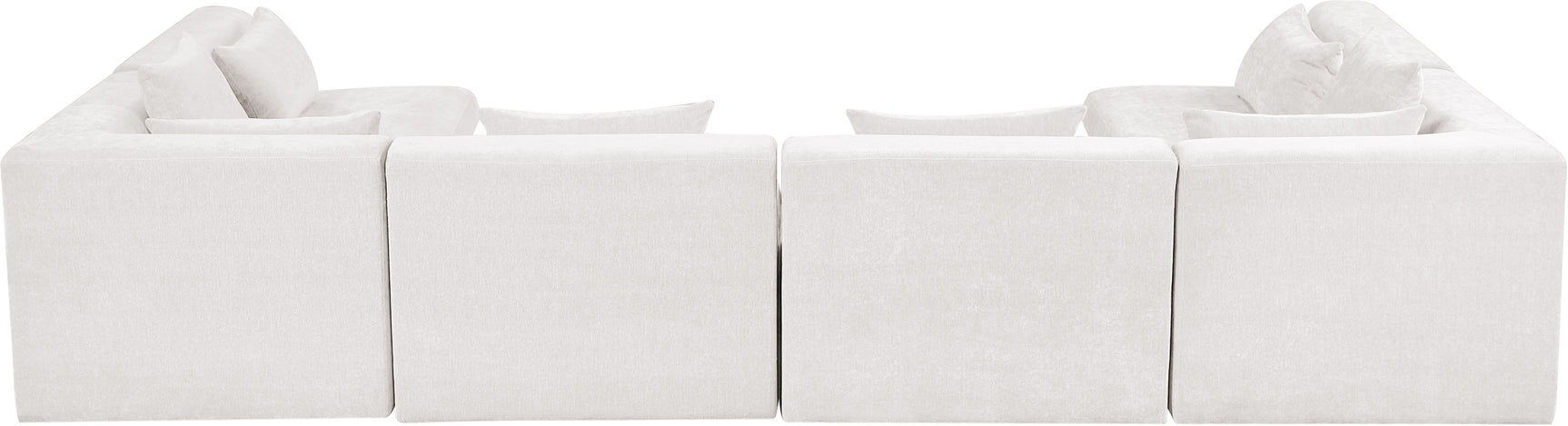 Newport Cream 152" Chenille Fabric Upholstered 6-Piece U Shaped Modular Sectional - Ornate Home