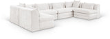 Newport Cream 152" Chenille Fabric Upholstered 6-Piece U Shaped Modular Sectional - Ornate Home