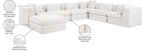 Newport Cream 152" Chenille Fabric Upholstered 7-Piece Modular Sectional - Ornate Home