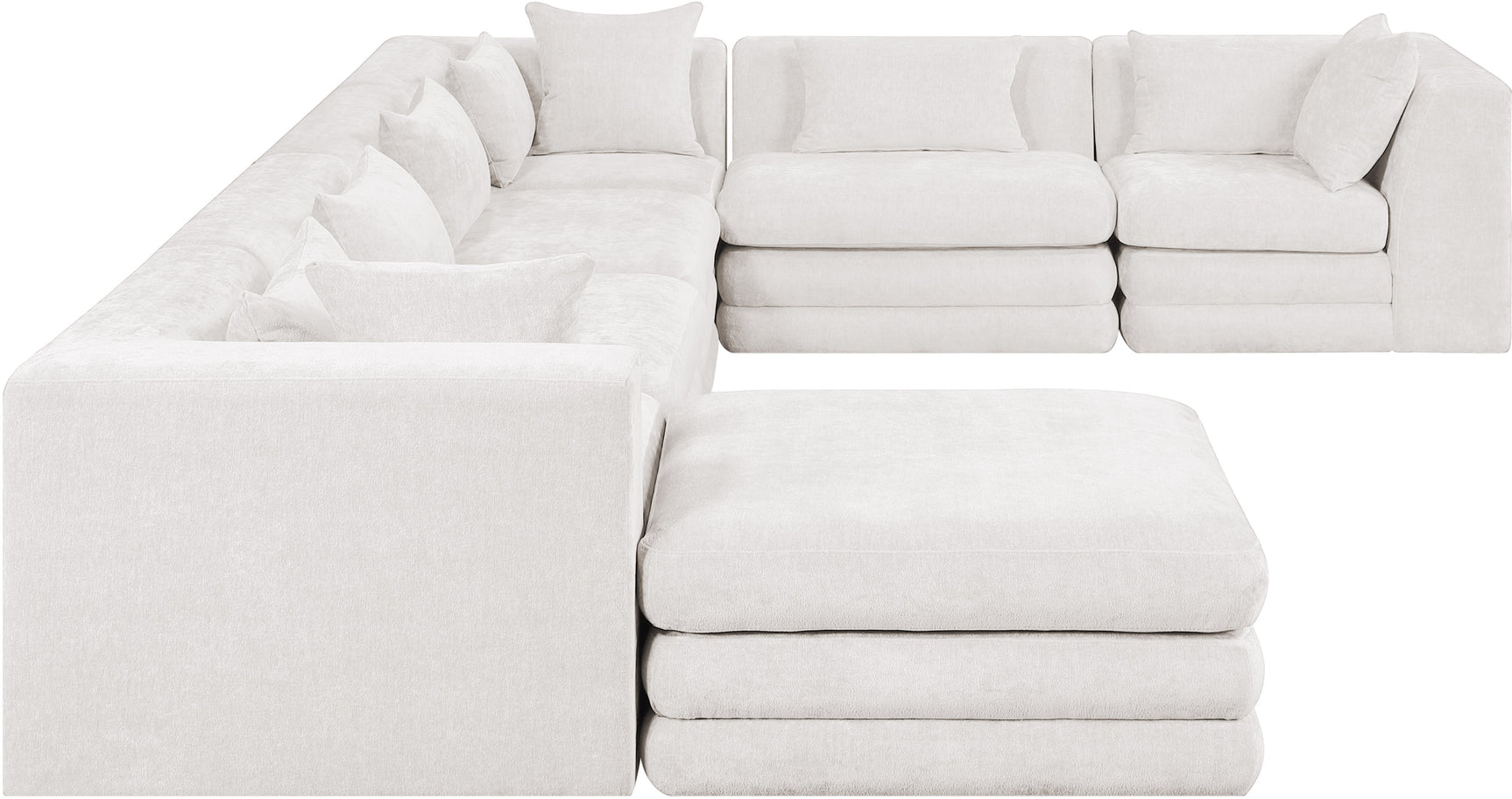 Newport Cream 152" Chenille Fabric Upholstered 7-Piece Modular Sectional - Ornate Home