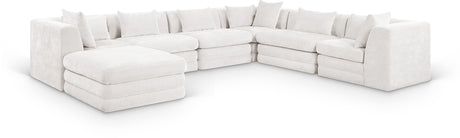 Newport Cream 152" Chenille Fabric Upholstered 7-Piece Modular Sectional - Ornate Home