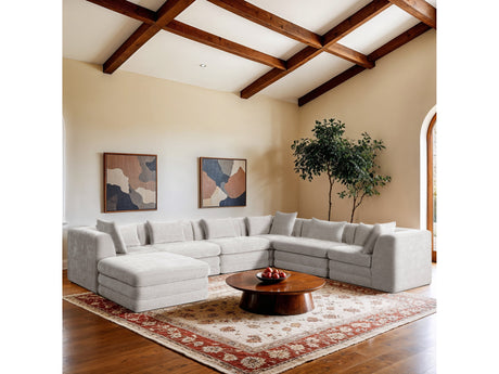 Newport Cream 152" Chenille Fabric Upholstered 7-Piece Modular Sectional - Ornate Home