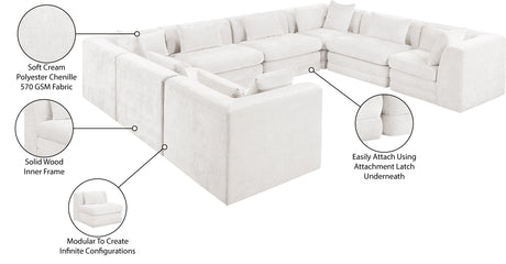 Newport Cream 152" Chenille Fabric Upholstered 8-Piece Modular Sectional - Ornate Home