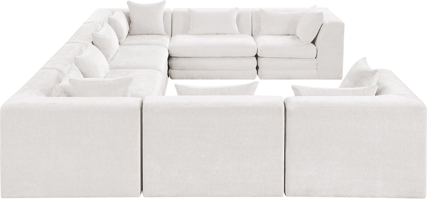 Newport Cream 152" Chenille Fabric Upholstered 8-Piece Modular Sectional - Ornate Home