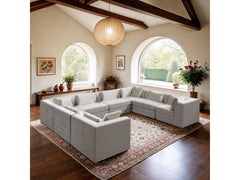 Newport Cream 152" Chenille Fabric Upholstered 8-Piece Modular Sectional - Ornate Home