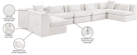 Newport Cream 190" Chenille Fabric Upholstered 7-Piece Modular Sectional - Ornate Home