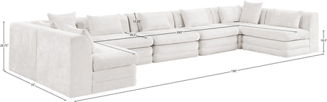 Newport Cream 190" Chenille Fabric Upholstered 7-Piece Modular Sectional - Ornate Home