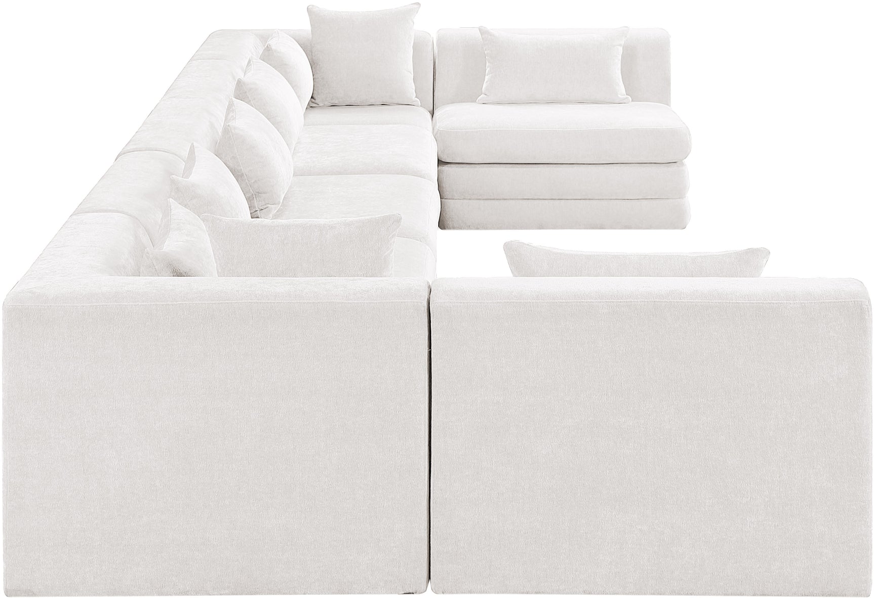 Newport Cream 190" Chenille Fabric Upholstered 7-Piece Modular Sectional - Ornate Home