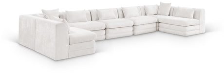 Newport Cream 190" Chenille Fabric Upholstered 7-Piece Modular Sectional - Ornate Home