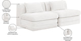Newport Cream 76" Chenille Fabric Upholstered 2-Piece Armless Modular Loveseat - Ornate Home