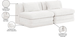 Newport Cream 76" Chenille Fabric Upholstered 2-Piece Armless Modular Loveseat - Ornate Home