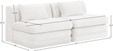 Newport Cream 76" Chenille Fabric Upholstered 2-Piece Armless Modular Loveseat - Ornate Home
