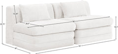 Newport Cream 76" Chenille Fabric Upholstered 2-Piece Armless Modular Loveseat - Ornate Home