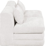 Newport Cream 76" Chenille Fabric Upholstered 2-Piece Armless Modular Loveseat - Ornate Home