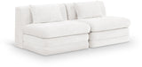 Newport Cream 76" Chenille Fabric Upholstered 2-Piece Armless Modular Loveseat - Ornate Home