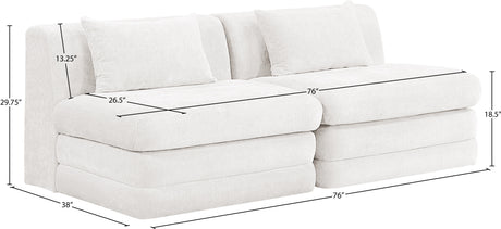 Newport Cream 76" Chenille Fabric Upholstered 2-Piece Modular Loveseat - Ornate Home