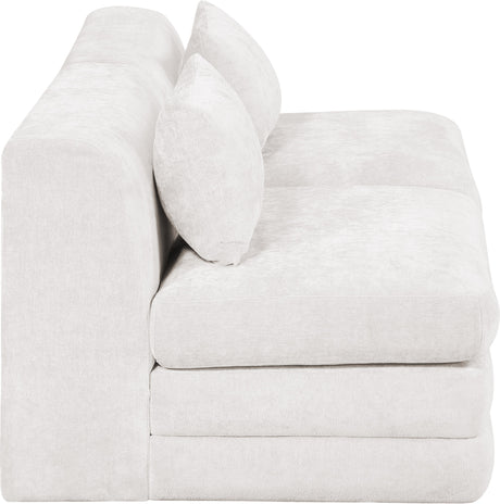 Newport Cream 76" Chenille Fabric Upholstered 2-Piece Modular Loveseat - Ornate Home