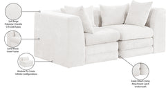Newport Cream 76" Chenille Fabric Upholstered 2-Piece Modular Loveseat - Ornate Home